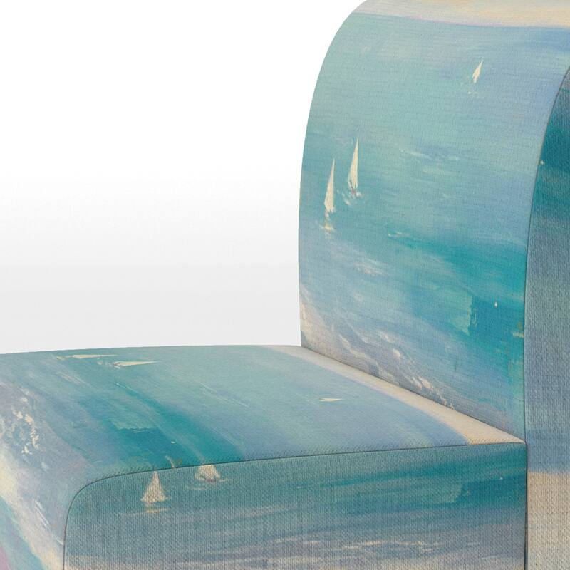 Designart "From the Shore" Upholstered Beach Accent Chair - Nautical & Coastal Arm Chair For Bedroom