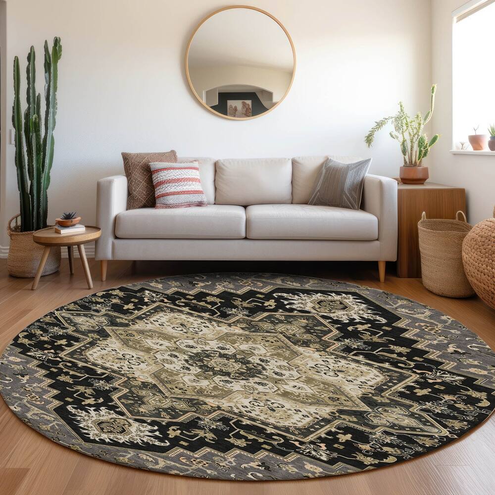 Machine Washable Indoor/ Outdoor Persian Traditional Chantille Rug