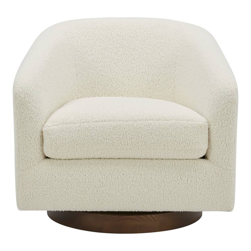 NADAAL STUDIOS Grayson, Accent Chair Polyester and Acrylic Upholstery Solid Wood and Plywood Construction, Splashed White - Shearling White