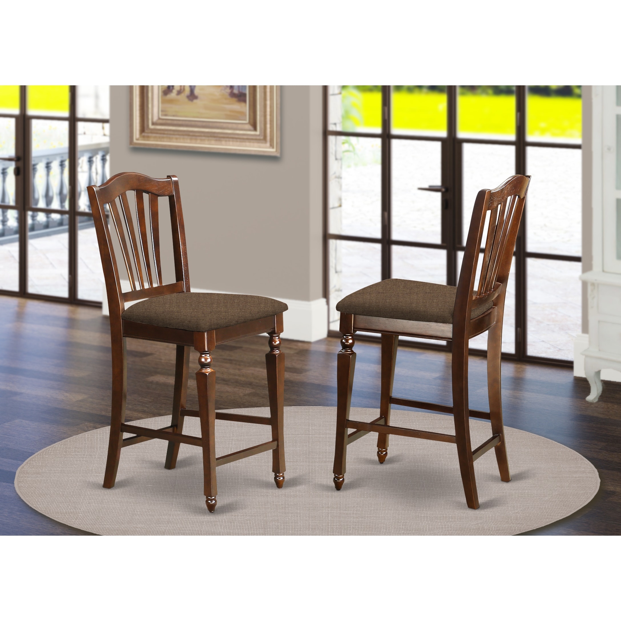 East West Furniture Modern Chelsea Mahogany Finish 24-inch Stool- Set of  (Seatundefineds Type Options) 10163492