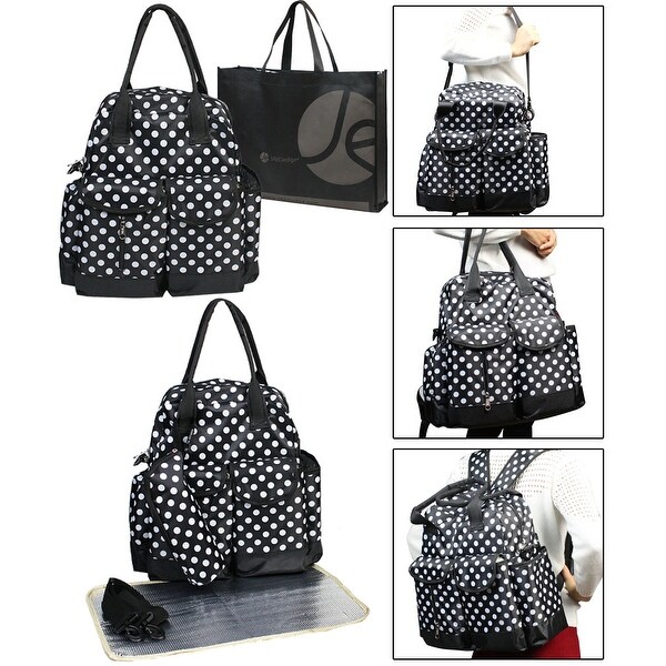3 Piece Set Diaper Bag, Bottle Zipper Pouch, Changing Mat and Bonus Reusable Tote Bag