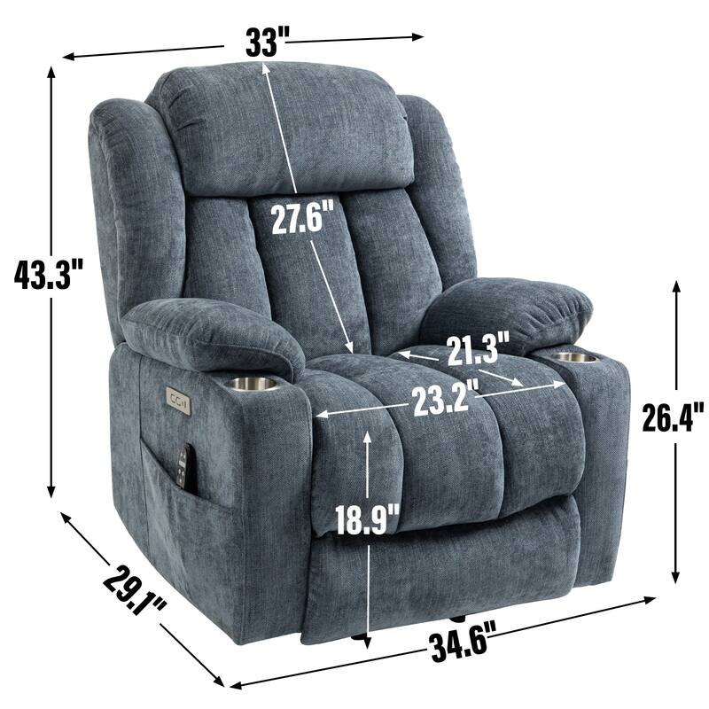 Up to 350 LBS Power Lift Recliner Chair, Heavy Duty Motion Mechanism with 8-Point Vibration Massage, USB and Type-C Ports