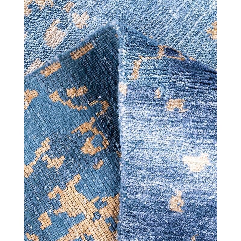 Modern One-of-a-Kind Hand-Knotted Area Rug, Blue - 9' 0" x 12' 0"