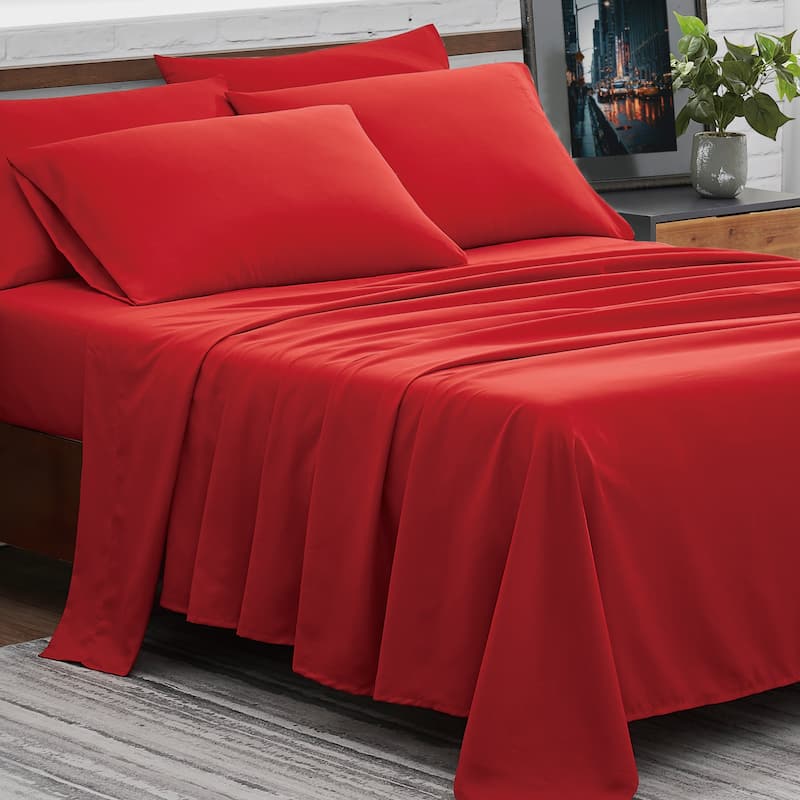 FUBU Solid Microfiber Sheet Set + Extra Pillowcases