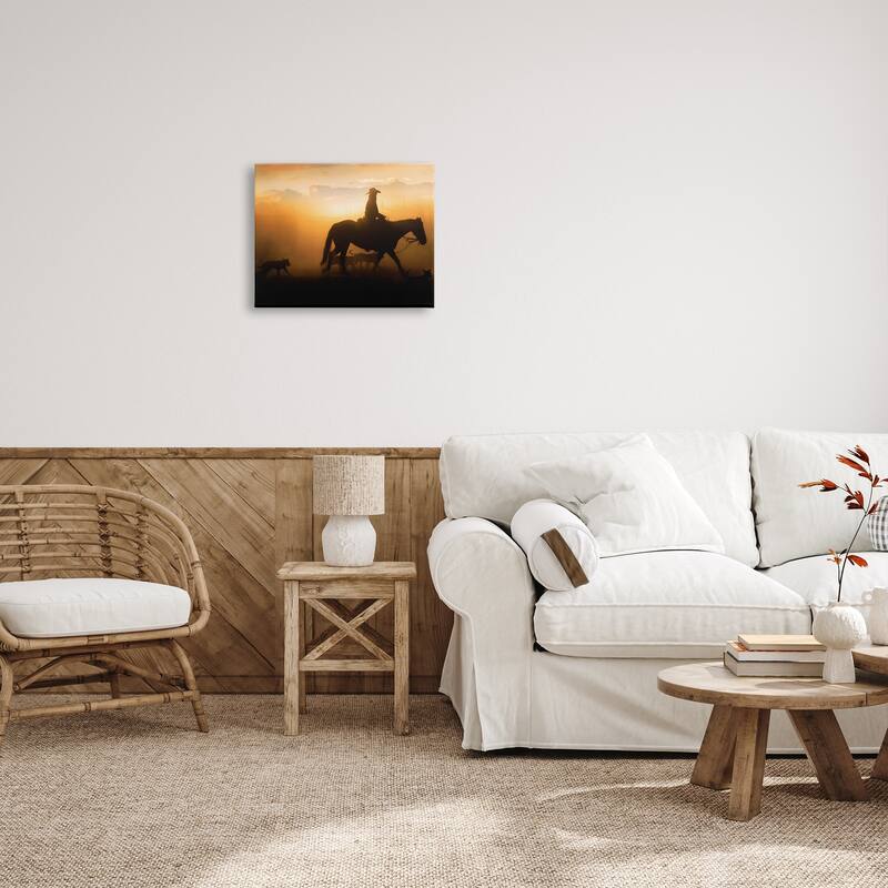 Stupell Western Horse at Sunset Canvas Wall Art Design by PBurchettePhoto