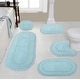 preview thumbnail 32 of 58, Hampton Crochet Bathmat 100% Cotton Non-Slip Bathroom Rug Set, Machine Washable Bath Rug, 5 Piece Bath Mat Set with Contour Aqua