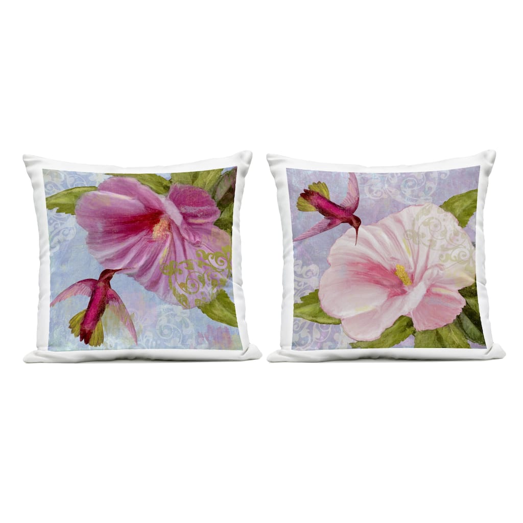 Stupell Hummingbirds & Poppy Bulbs Printed Outdoor Throw Pillow Design by Sasha (Set of 2)