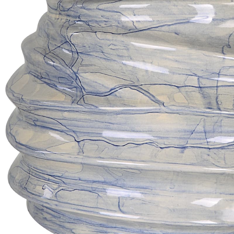 Ceramic Table Lamp with Drum Shade - 26" - Blue and White