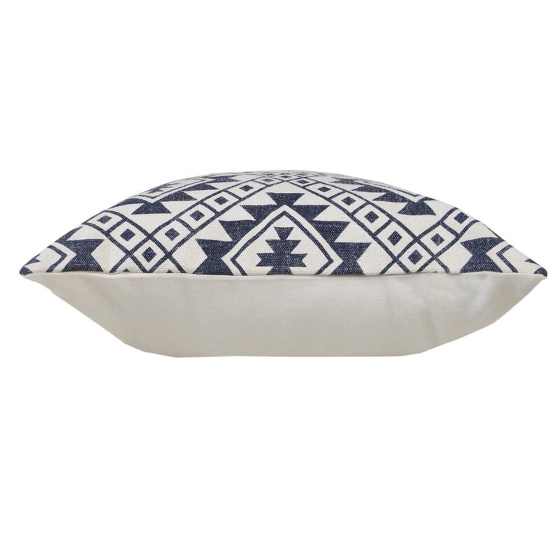 HomeRoots 20" X 20" Navy And White 100% Cotton Geometric Zippered Pillow