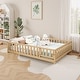 preview thumbnail 9 of 27, Full Size Floor Platform Bed with Fence and Door for Kids, Montessori Floor Bed Frame
