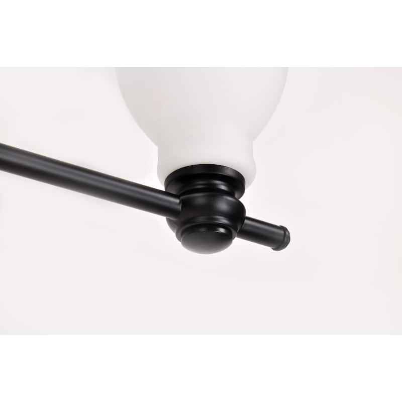 Russel 3 Light Vanity Matte Black with Satin White Glass - Matte Black