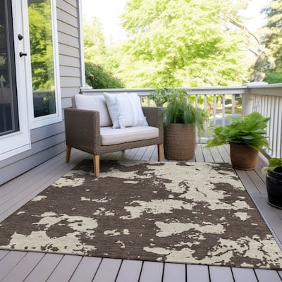 Machine Washable Indoor/ Outdoor Chantille Abstract Rug