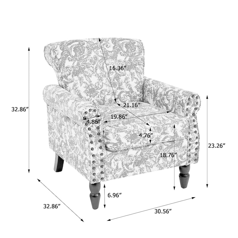 Living Room Armchair with Nailhead Trim - 29.9"W x 29.9"H x 32.9"D
