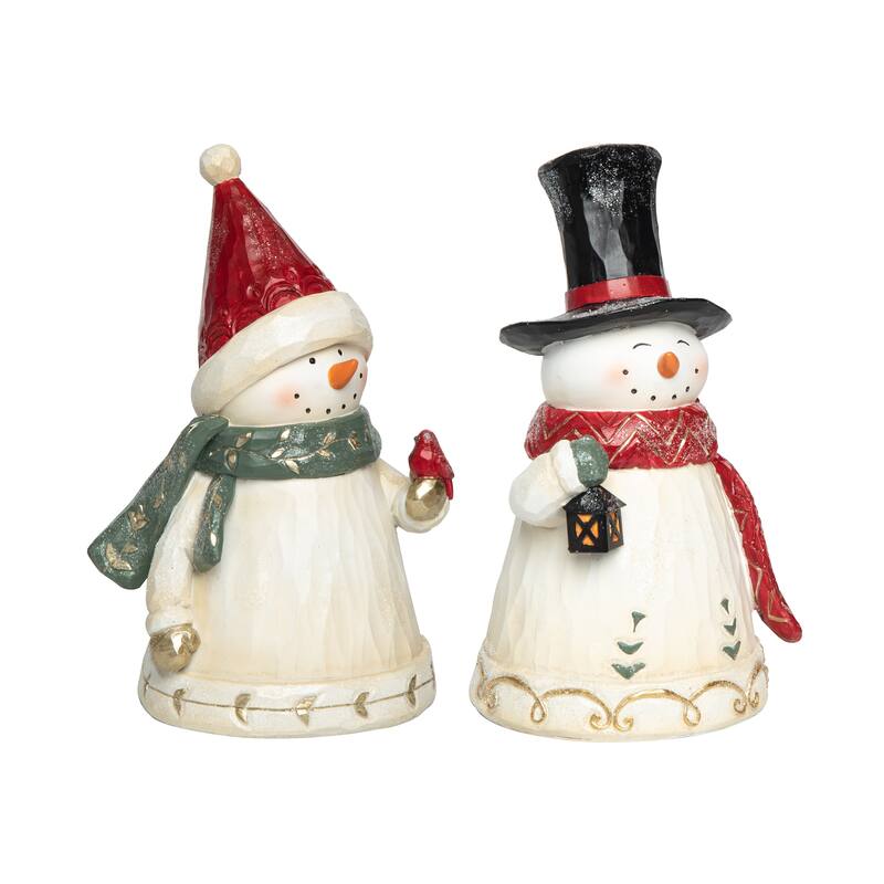 Transpac Resin Light Up Small Snowman Decor Set of 3 Christmas Home Decorations
