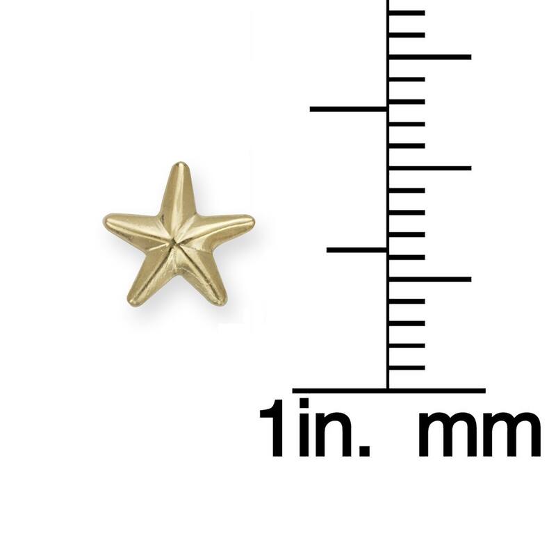 14k Yellow Gold Polish Small Star Post Earrings - White