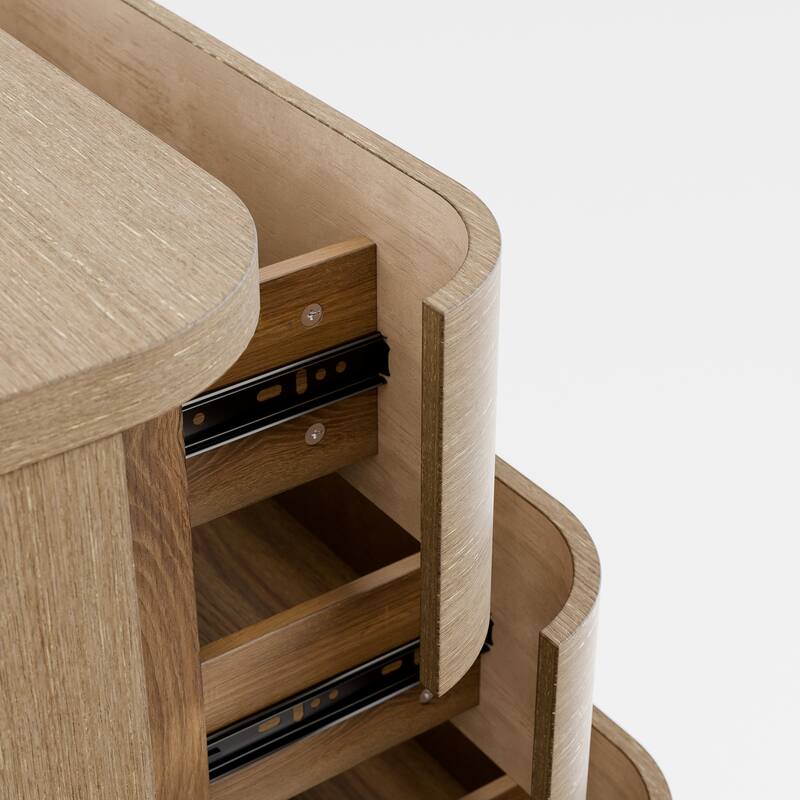 Oak 8-Drawer Dresser Buffet for Bedroom Wide Chest of Drawers with Anti-Tip Safety, Waterproof Top