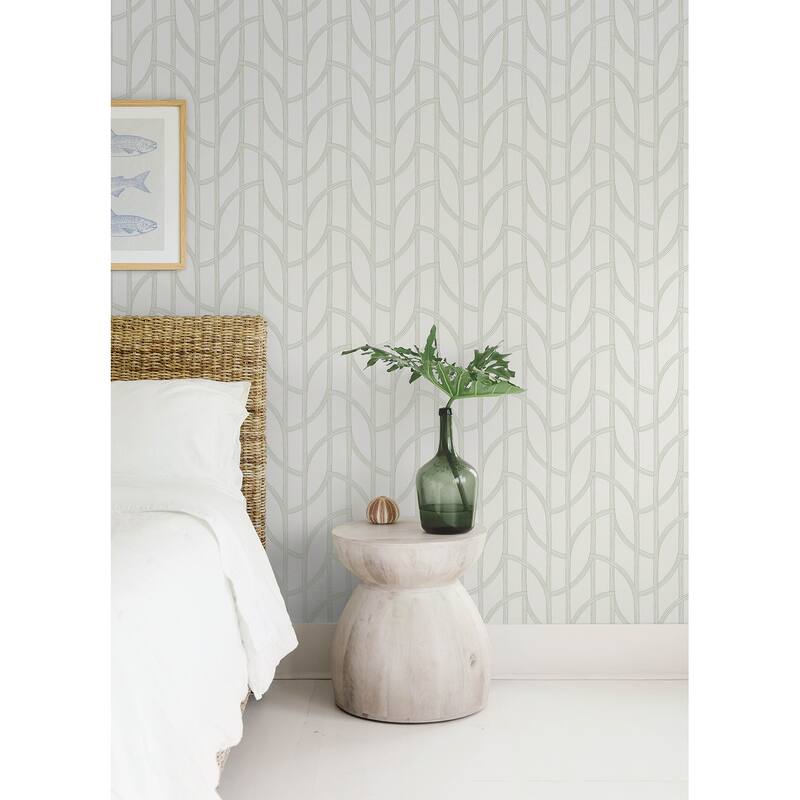 A-Street Prints Salvo Light Green Curved Contours Wallpaper