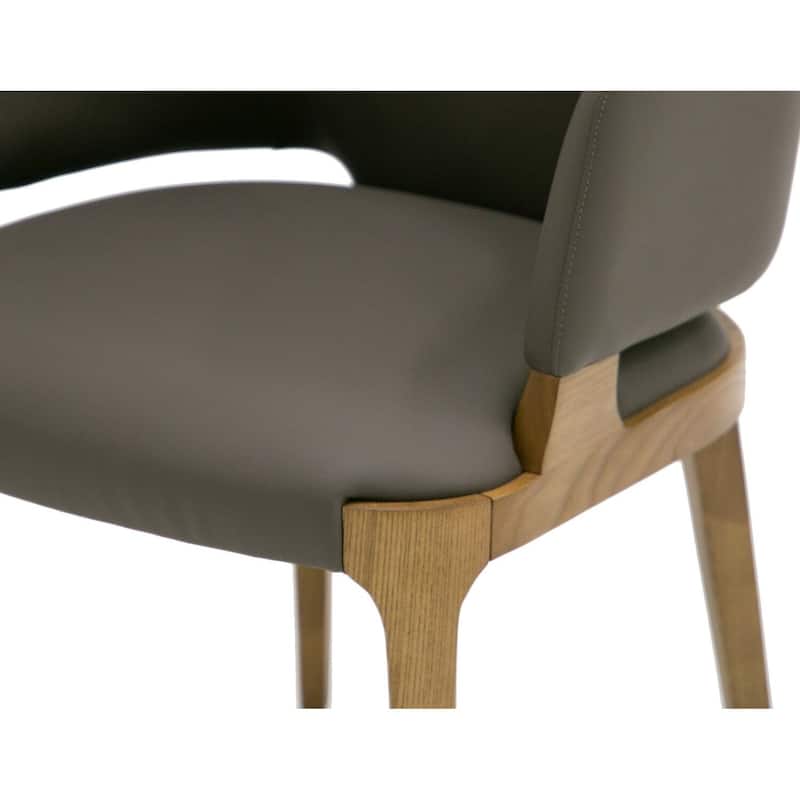 Brown/Gray Faux Leather Upholstered Wood Frame Dining Chair, Sturdy Dining Chair for Dining Rooms - 27.5