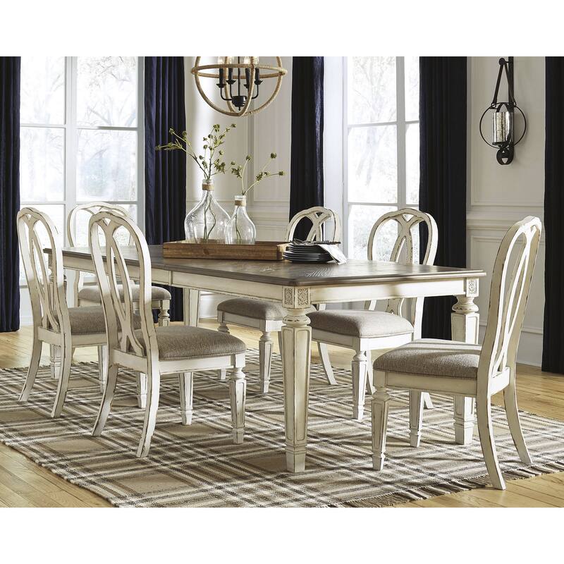 Signature Design by Ashley Realyn White / Light Brown 7-Piece Dining Package