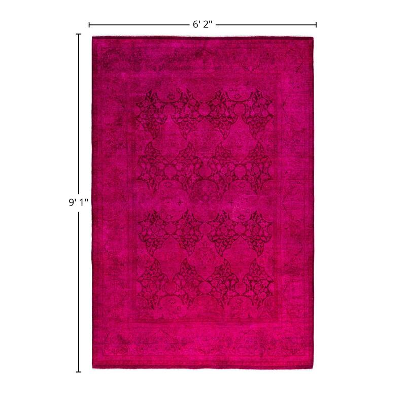 Fine Vibrance One-of-a-Kind Hand-Knotted Area Rug - Pink, 6' 2" x 9' 1" - 6' 2" x 9' 1"