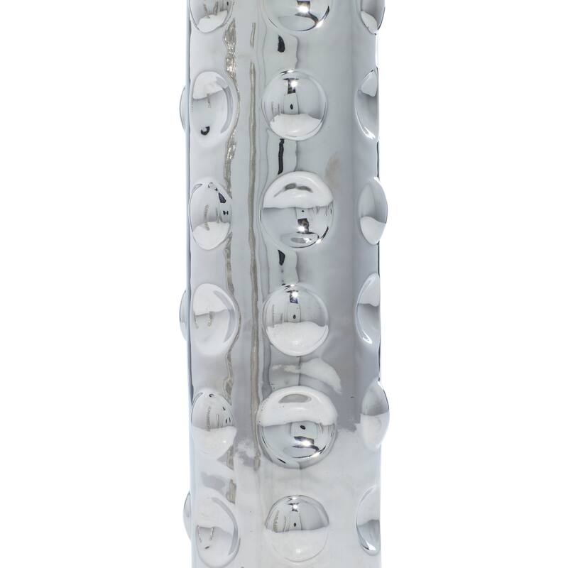 CosmoLiving by Cosmopolitan Sleek Ceramic Glam Vase with Varying Patterns (Set of 3) - Silver, Gold, Dark Blue, White