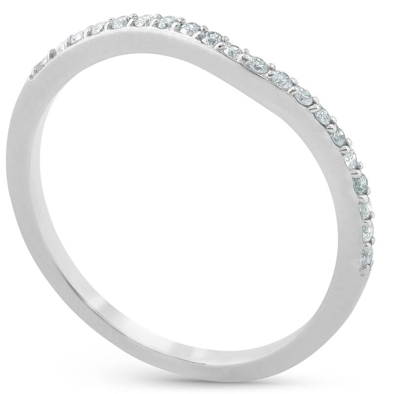 1/8cttw Diamond Curved Wedding Engagement Guard Enhancer Band White Gold