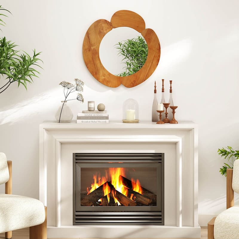 Costway Irregular Wall Mirror 29 Inch Rustic Hanging Vanity Mirror - Natural - See Details