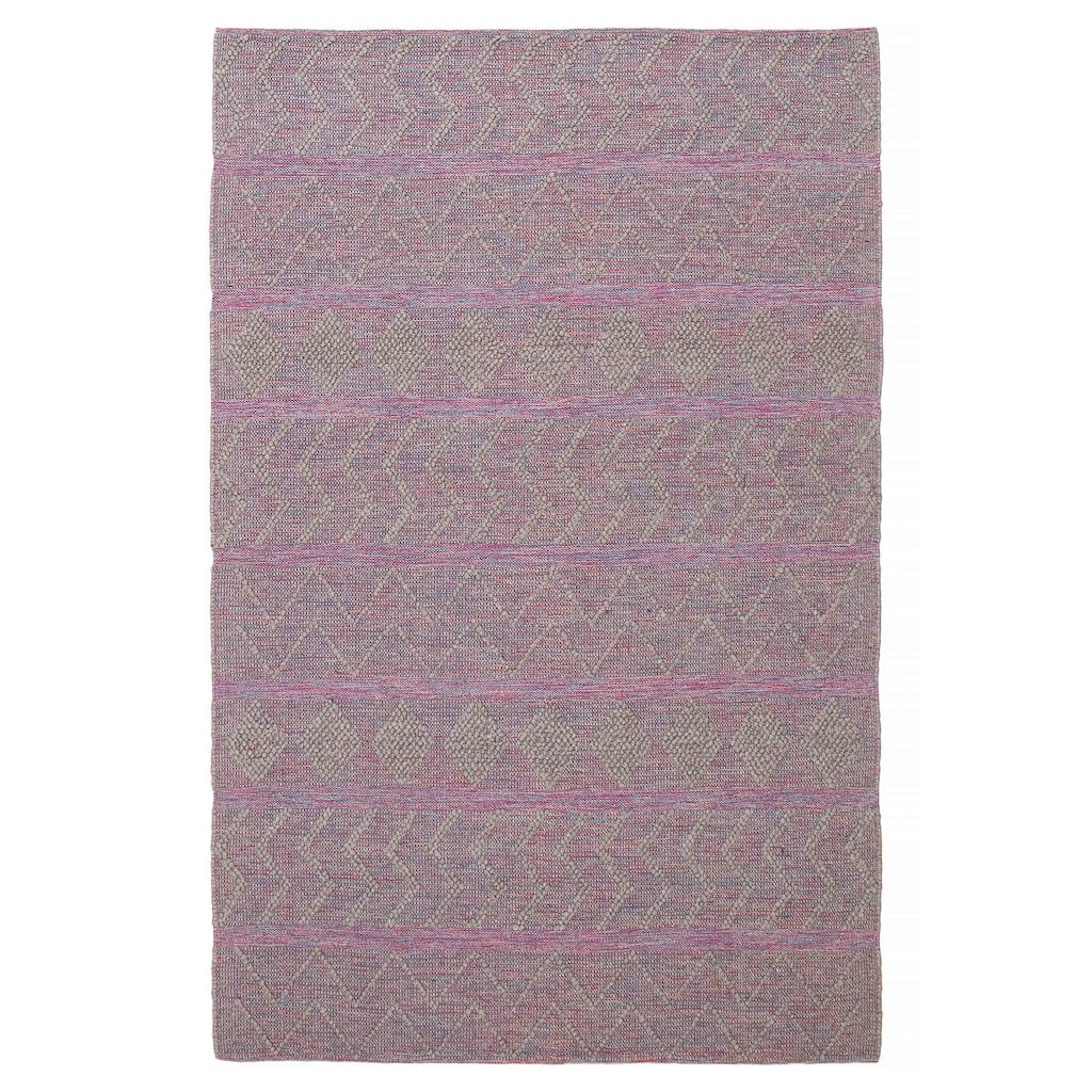 ECARPETGALLERY Braid weave Sienna Grey, Pink Wool Rug - 6'1 x 9'4