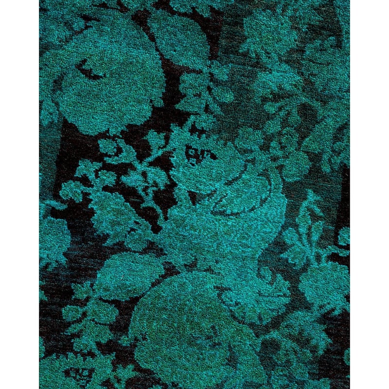 Overton Hand Knotted Wool Vintage Inspired Modern Contemporary Overdyed Blue Area Rug - 2' 8" x 5' 9"