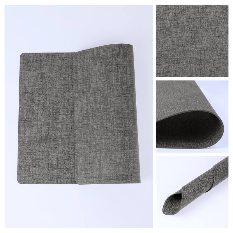 Set of 6 Faux Leather Placemats, Placemats for Dining Table Decor - 17*12in - Dark Gray