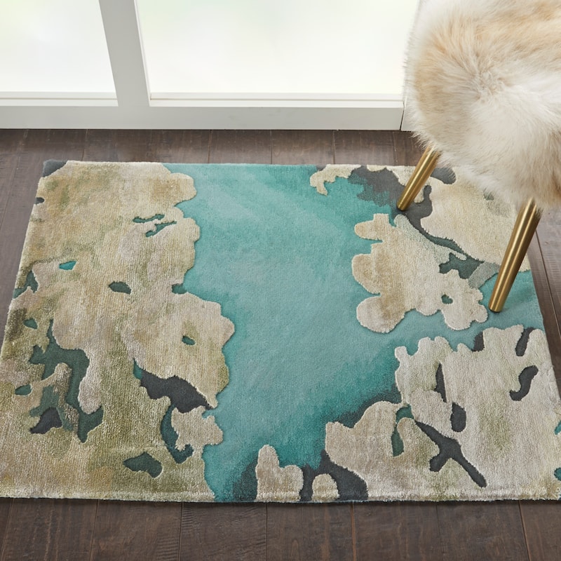 Nourison Prismatic Abstract Floral Textured Water Lily Shimmer Area Rug
