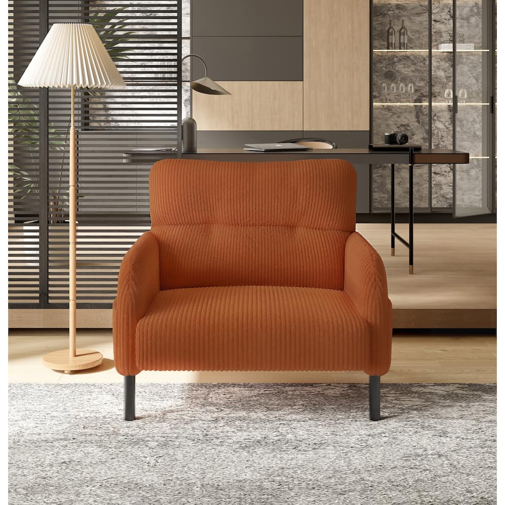 HOMEFUN Corduroy Upholstered Comfortable Single Wood Frame Armchair for Living room and Bedroom