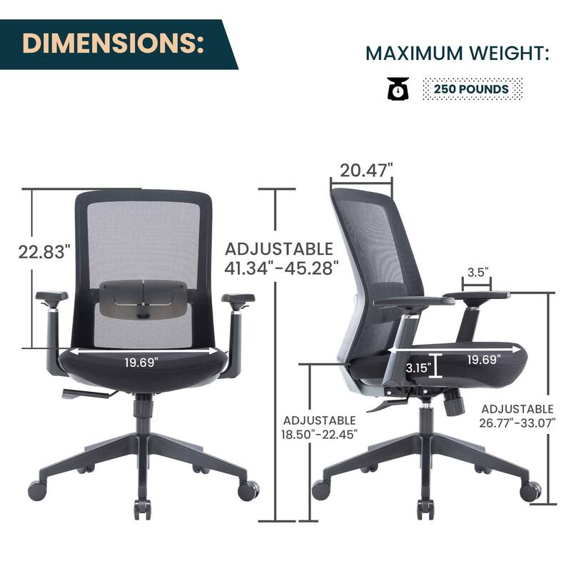 Ingram Contemporary Ergonomic Mesh Office Chair - Adjustable Height & Armrests, Mid-Back Swivel Desk Chair for Home Office