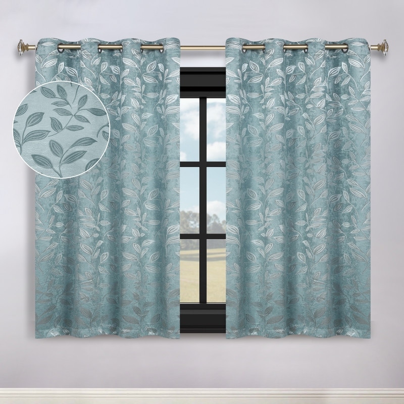 Superior Modern Bohemian Leaves Room Darkening Curtains with Grommets