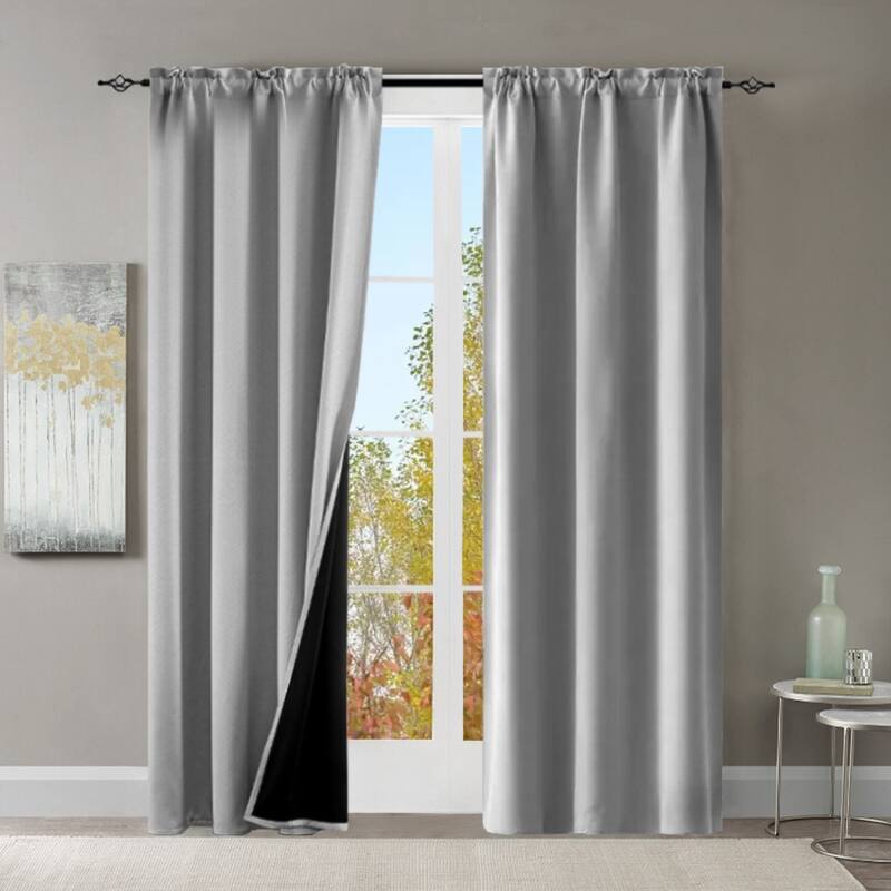 Pro Space 2 Panels Thermal Room Blackout Rod Pocket Curtain - 52*84in - Grey