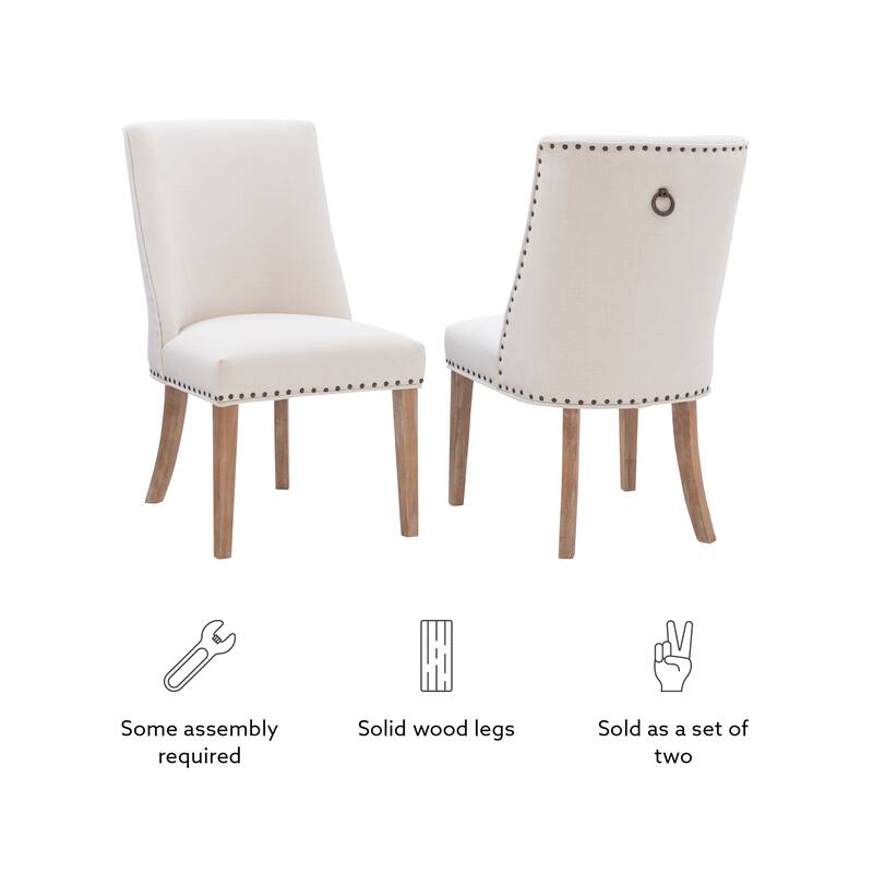 Linon Allard Modern Dining Chairs with Natural Legs (Set of 2)