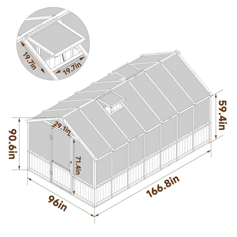 VEIKOUS Walk-in Wooden Greenhouse for Outside, Garden and Backyard, Black Greenhouse
