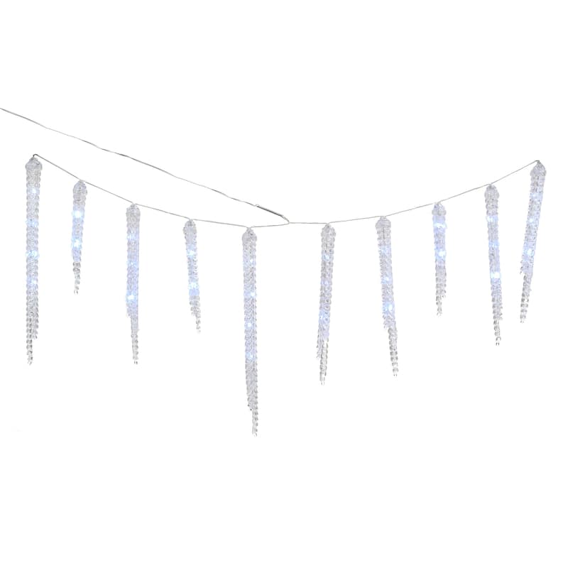 National Tree Company Crystal Icicles with LED Lights - White - 16 in