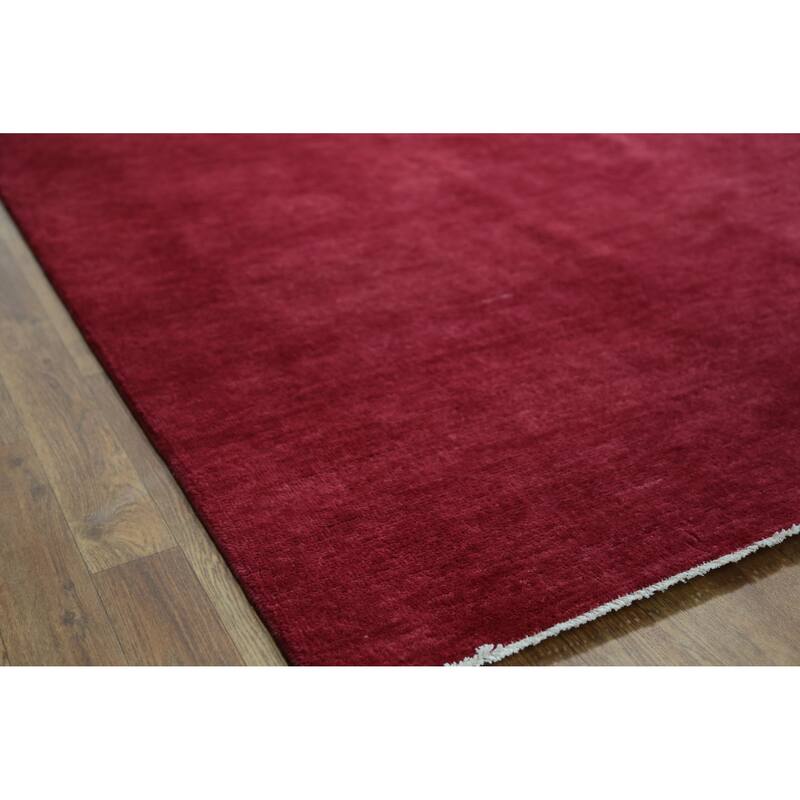 Hand Knotted Oriental 100% Wool Carpet Modern Solid Pink Gabbeh Area Rug - 12' 2'' X 9' 2''