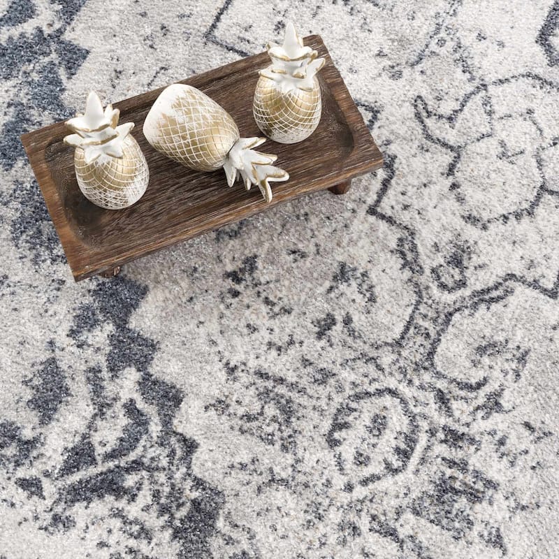 Hauteloom Manhattan Machine Washable Oriental Persian Medallion Vintage Distressed Area Rug