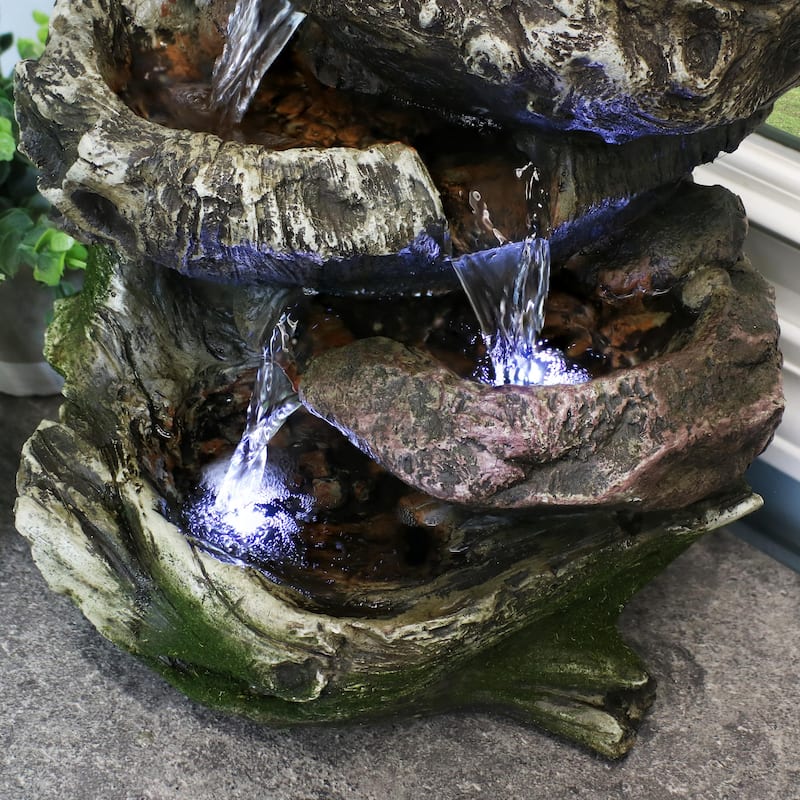 Sunnydaze 5 Step Rock Falls Tabletop Indoor Fountain with LED Lights - 14-Inch - 14-In