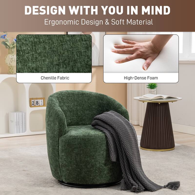 Ouyessir Accent Upholstered Round Velvet 360 Degree Swivel Sofa Chairs