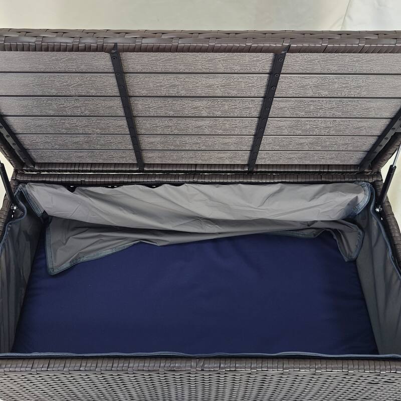 Outsunny Outdoor Wicker Storage Bench Deck Box, PE Rattan Patio Furniture Pool Storage Bin Container