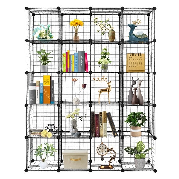 16/20-Cube Wire Grid Storage Shelves Multifunction Closet