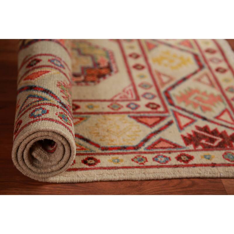 Kazak Geometric Foyer Rug Handmade Wool Carpet - 2'8"x 3'11"