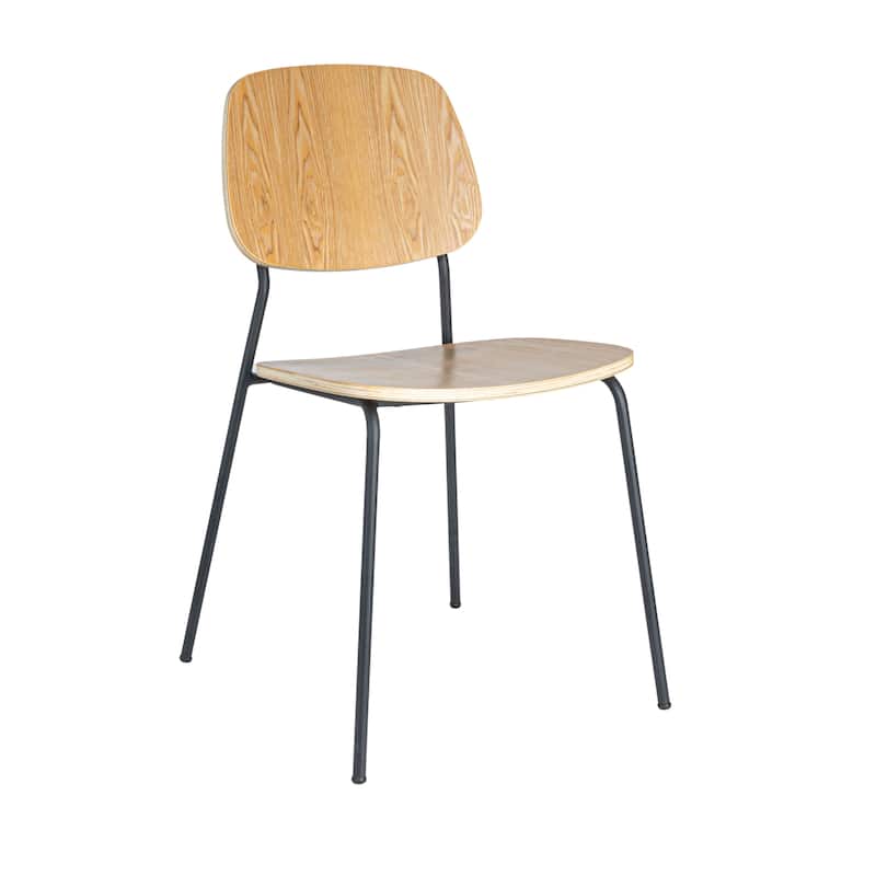 Sturdy Beech Wood and Metal Dining Chairs - 19.5"L x 17.9"W x 32.8"H