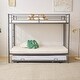 preview thumbnail 12 of 29, Twin Over Twin Bunk Bed with Trundle, Metal Bunk Bed with Two Side Ladder and Guardrails