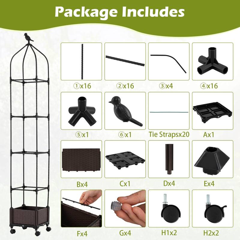 Costway 1/2 PCS Raised Garden Bed Tomato Cage Planter Box with