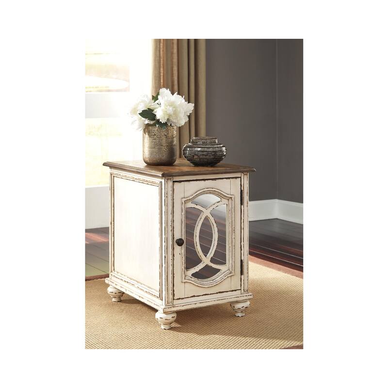Signature Design by Ashley Nettle Bank White and Brown Wooden Chairside End Table