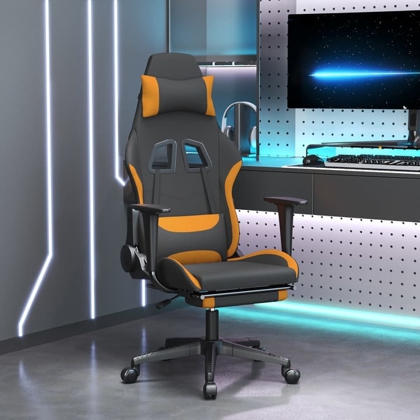 Orange gaming sale chair with footrest